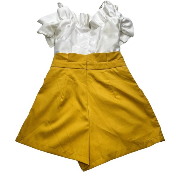 L'atiste By Amy Romper Womens‎ Size Small  White Yellow New Latiste Jumpsuit - Picture 5 of 5